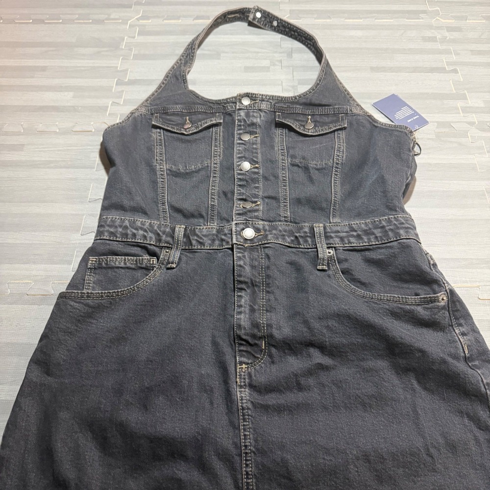 Universal Thread Size 14 Denim Halter Midi Dress Dark Wash Slit
